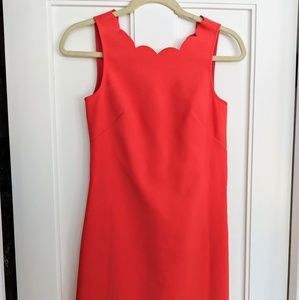 NWT J.Crew Coral Red scallop dress size 00